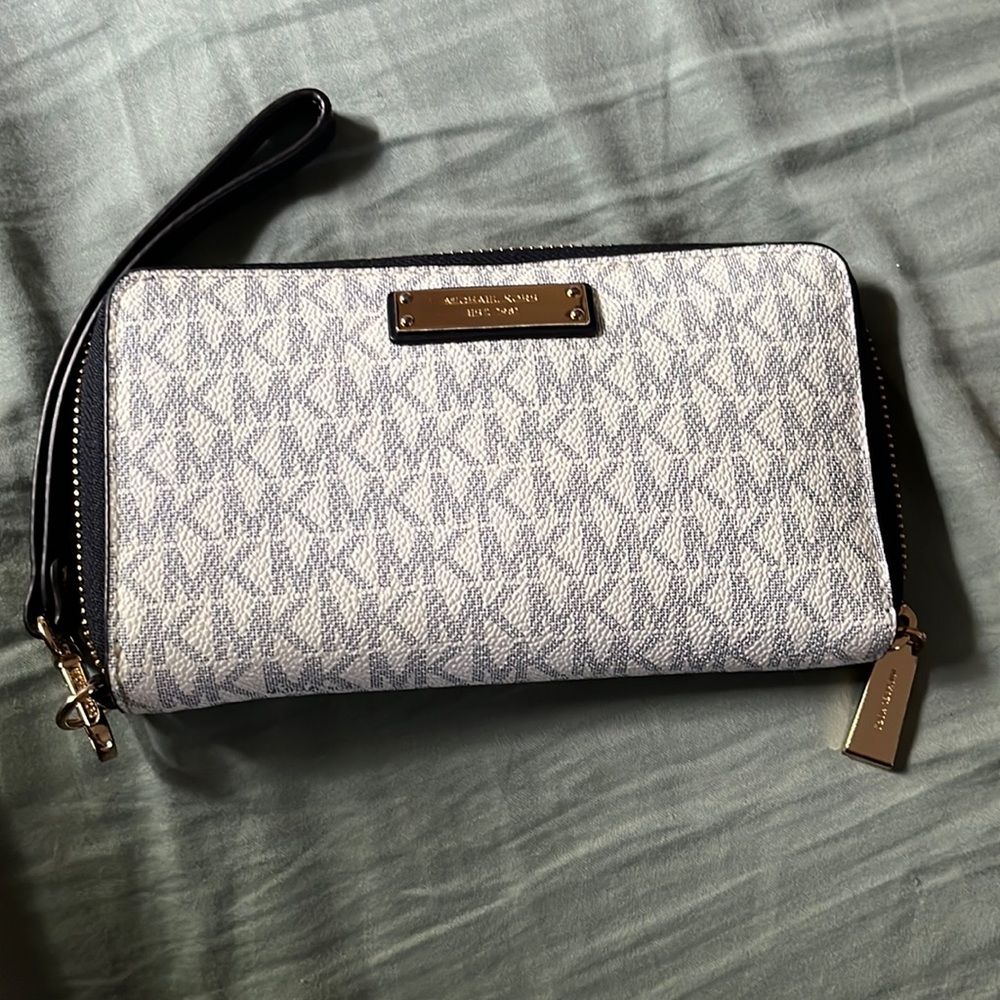 Michael Kors white and blue wallet
